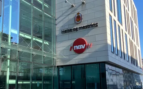 nav logo on wall